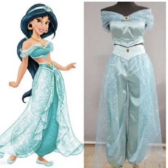 Aladdin Jasmine Princess Costume Arabian Dress for Halloween Cosplay Women Girls - Picture 4 of 4